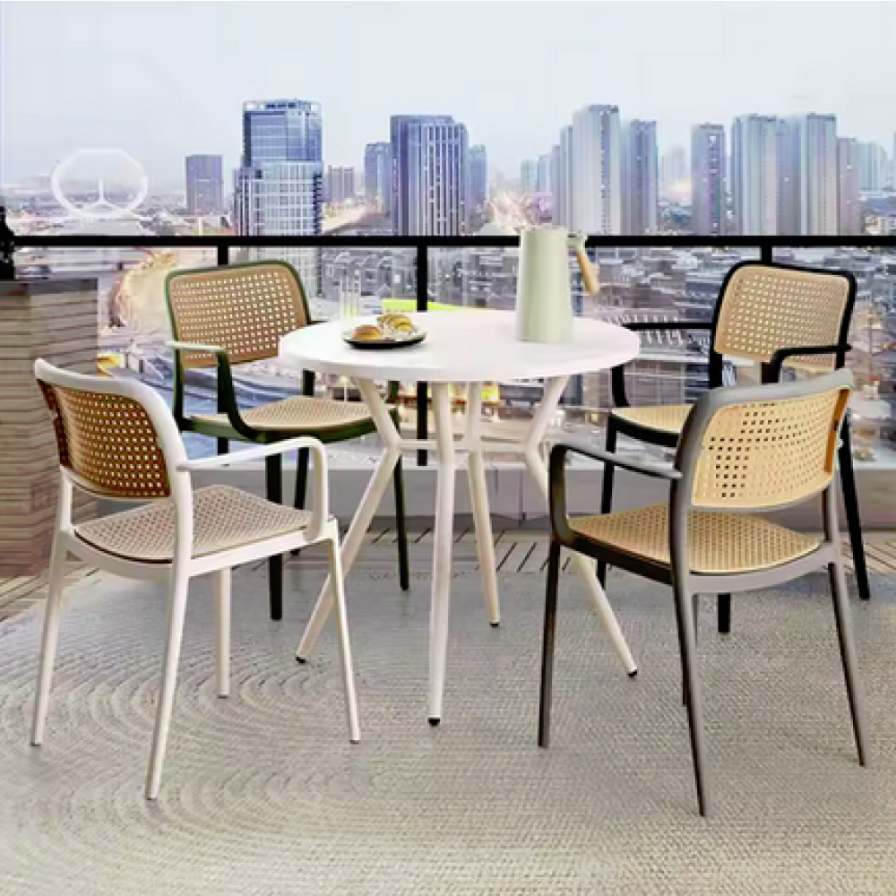 Stohovateľná stolička, čierna/béžová, RAVID NEW TYP 2