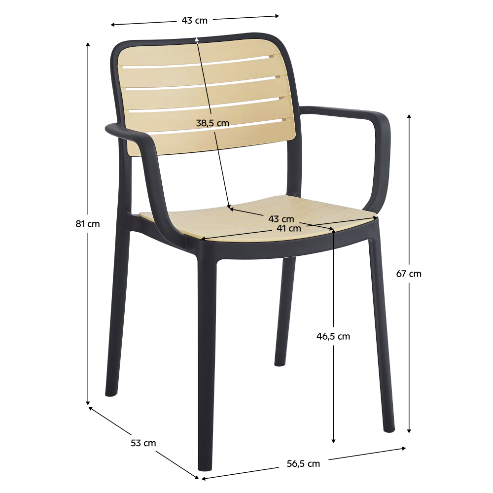 Rakásolható szék, fekete/bézs, KARDOS TYP 2