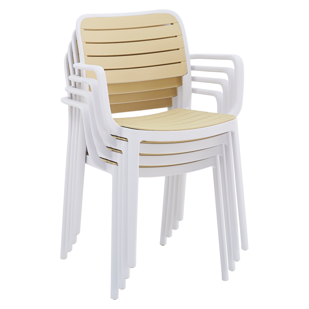 Stohovateľná stolička, biela/béžová, KARDOS TYP 2