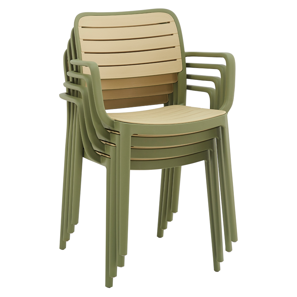 Stohovateľná stolička, zelená/béžová, KARDOS TYP 2