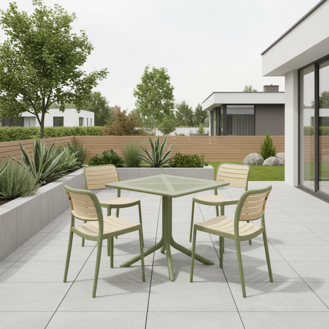 Stohovateľná stolička, zelená/béžová, KARDOS TYP 1