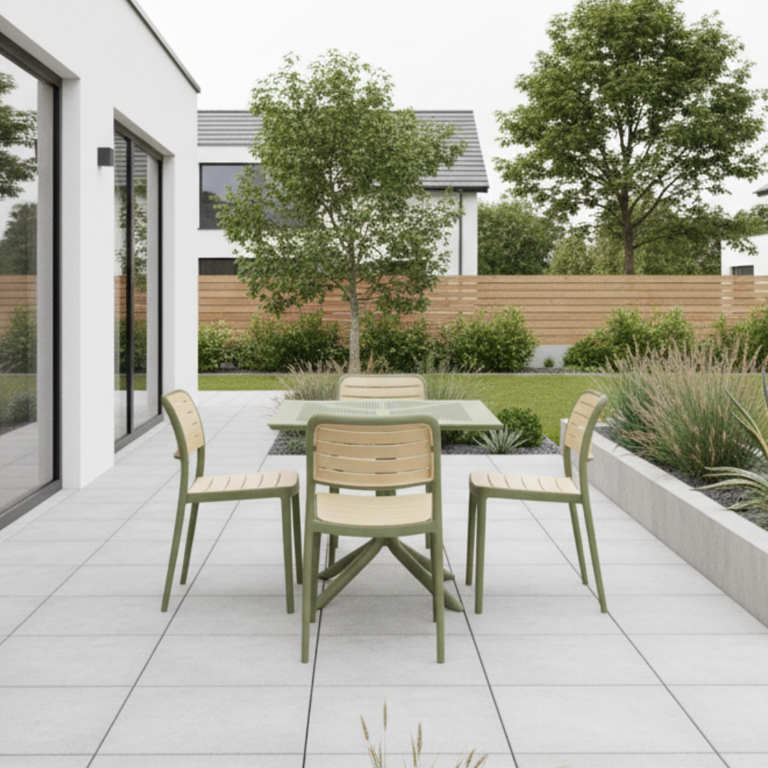 Stohovateľná stolička, zelená/béžová, KARDOS TYP 1