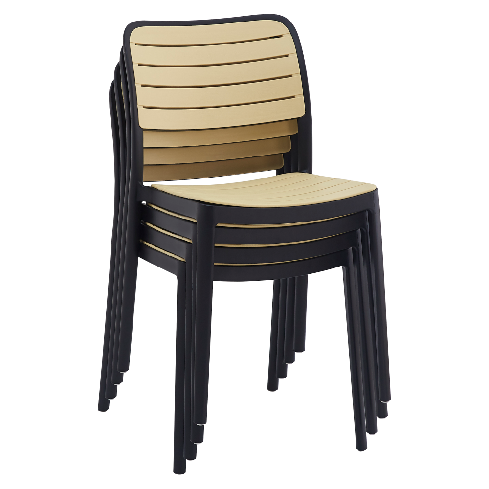 Stohovateľná stolička, čierna/béžová, KARDOS TYP 1