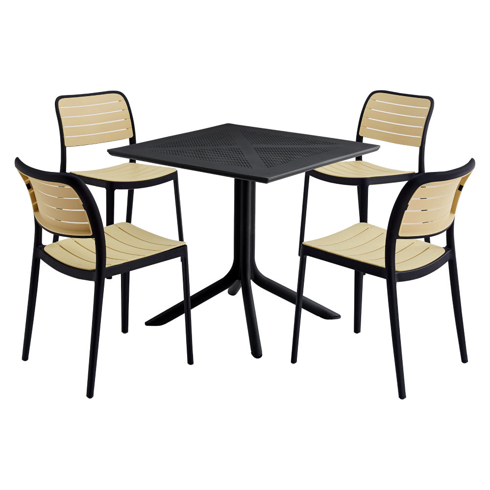 Stohovateľná stolička, čierna/béžová, KARDOS TYP 1