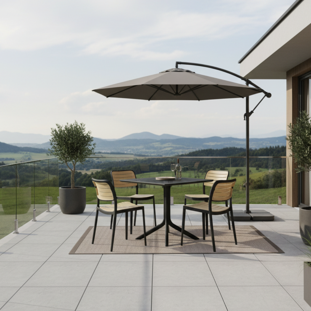 Stohovateľná stolička, čierna/béžová, KARDOS TYP 1