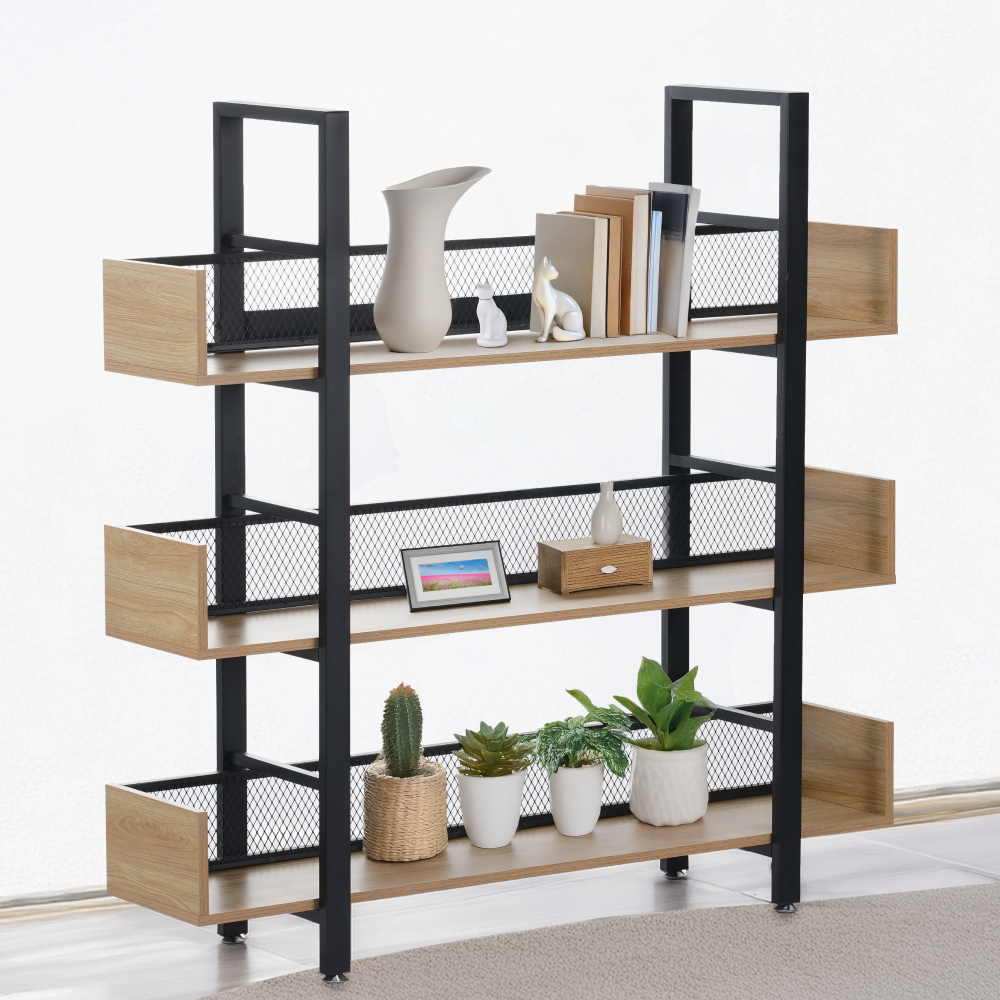 3 polcos polcállvány, tölgy/fekete, KILIS NEW TYP 1 3 polcos polcállvány, tölgy/fekete, KILIS NEW TYP 1