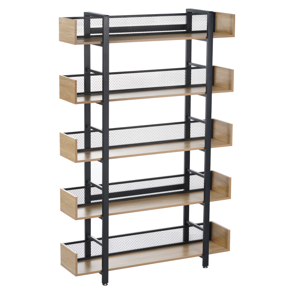 5 polcos polcállvány, tölgy/fekete, KILIS NEW TYP 2 5 polcos polcállvány, tölgy/fekete, KILIS NEW TYP 2