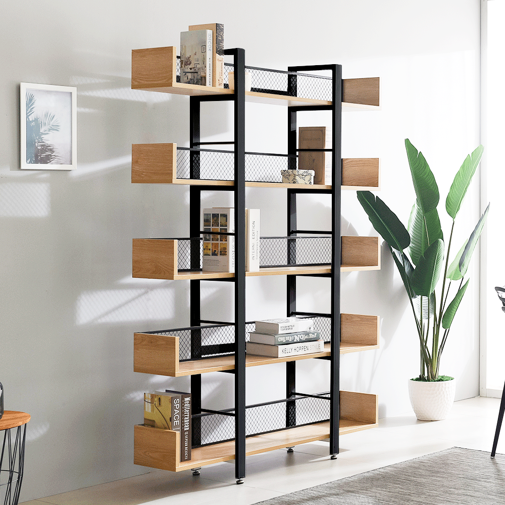 5 polcos polcállvány, tölgy/fekete, KILIS NEW TYP 2 5 polcos polcállvány, tölgy/fekete, KILIS NEW TYP 2