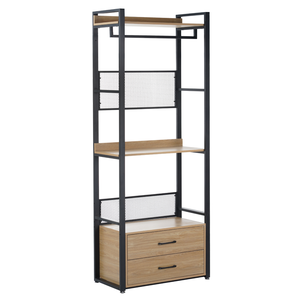 Regál so zásuvkami, dub/čierna, KILOS NEW TYP 1