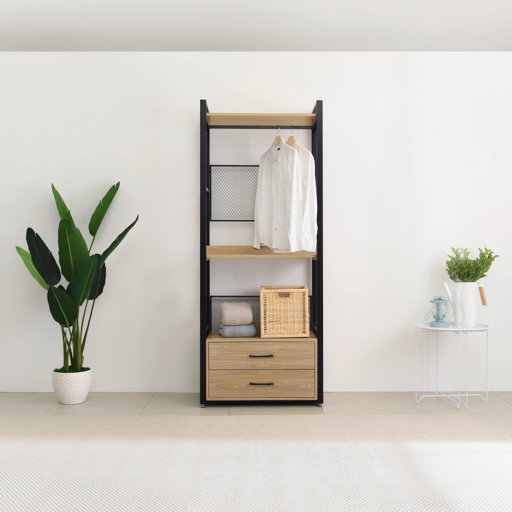 Regál so zásuvkami, dub/čierna, KILOS NEW TYP 1