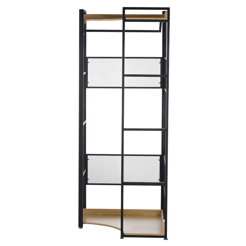 Rohový regál, dub/čierna, KILOS NEW TYP 4