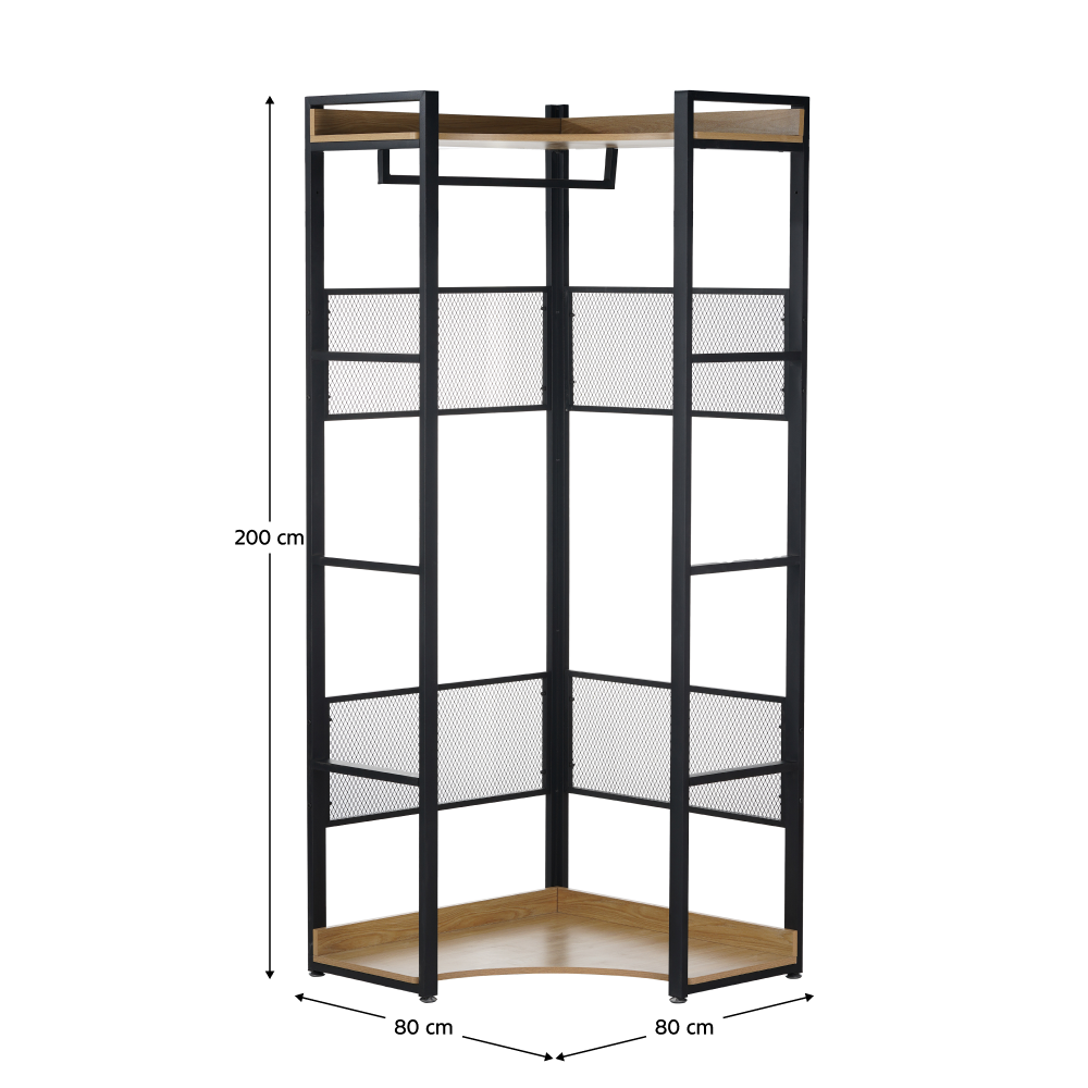 Rohový regál, dub/čierna, KILOS NEW TYP 4