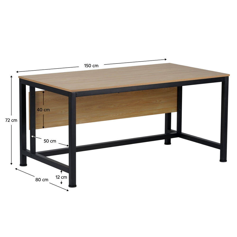 Písací stôl, dub/čierna, 150x80 cm, KILIS NEW