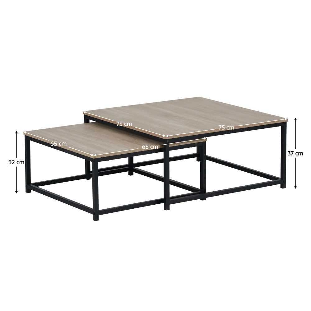 Dohányzóasztalok, 2 db-os szett, sonoma tölgy/fekete, KASTLER 2 NEW TYP 1 Dohányzóasztalok, 2 db-os szett, sonoma tölgy/fekete, KASTLER 2 NEW TYP 1