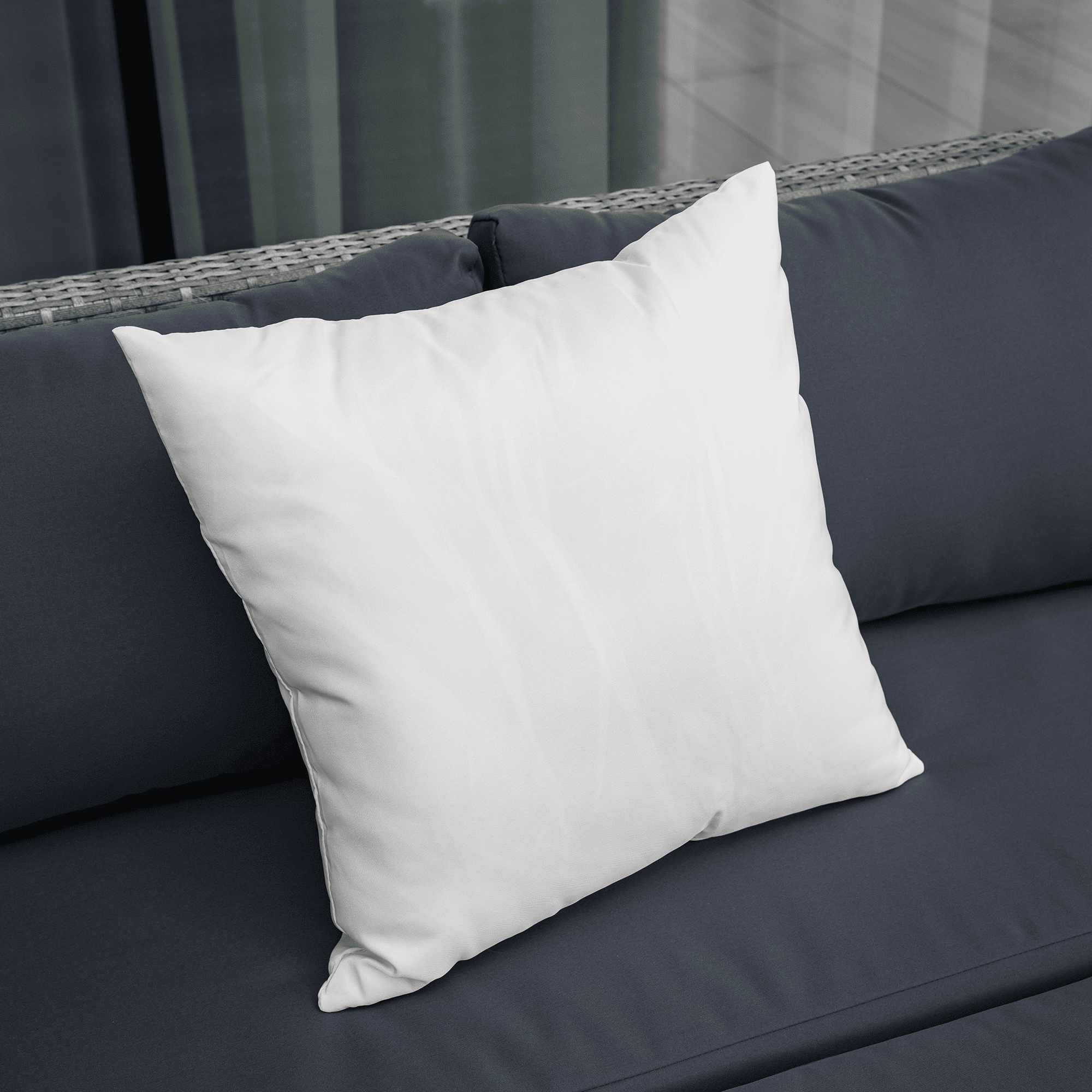 Kerti rattan szett, szürke/természetes/krémszínű, DEBRA