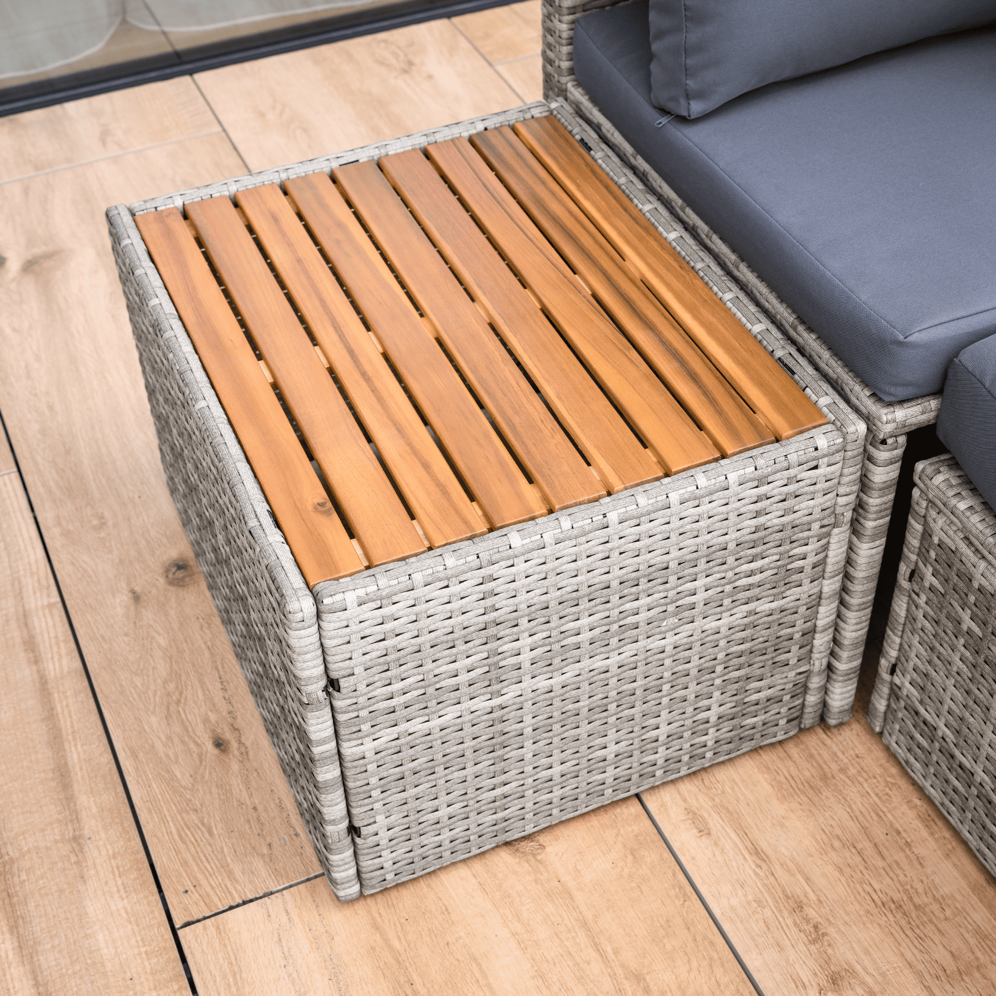 Kerti rattan szett, szürke/természetes/krémszínű, DEBRA