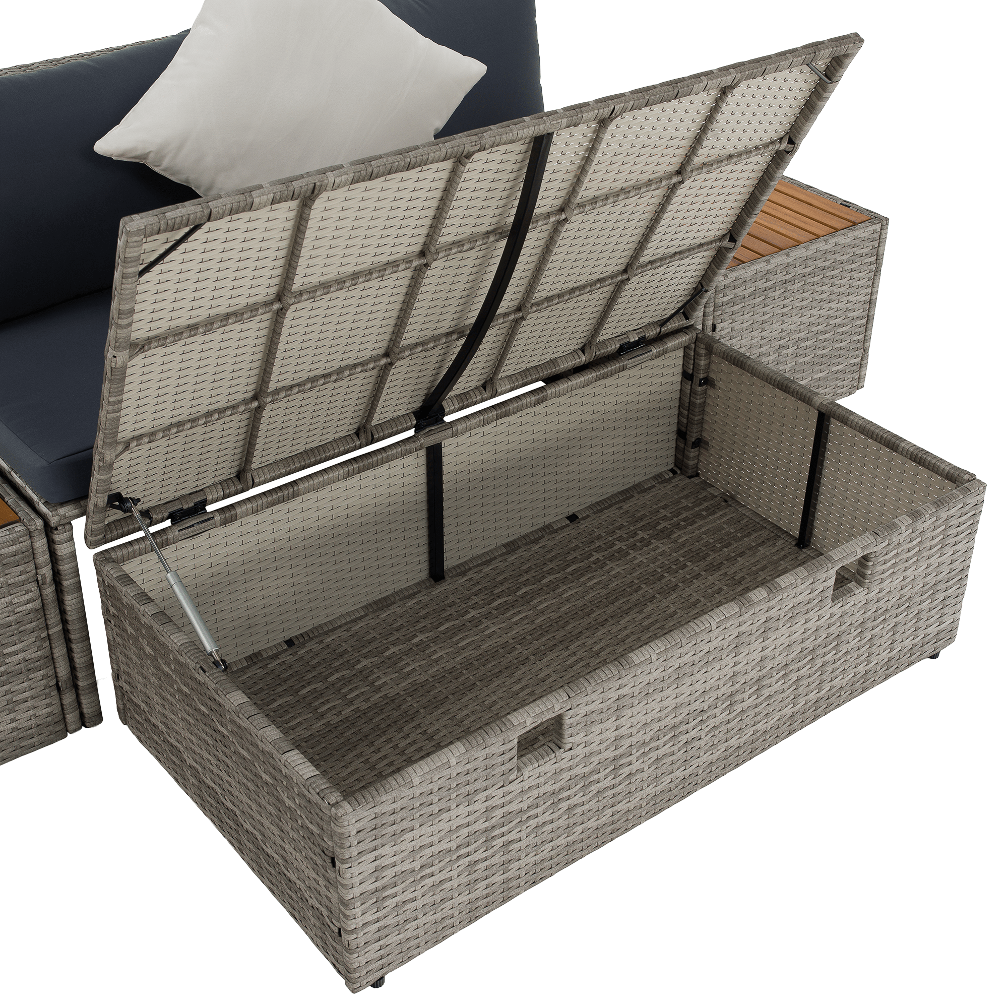 Kerti rattan szett, szürke/természetes/krémszínű, DEBRA