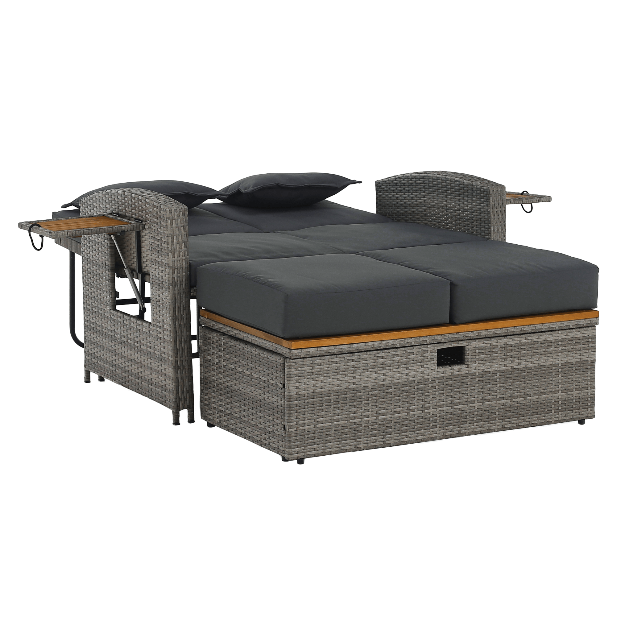 Kerti rattan heverő, szürke/természetes, MALORY