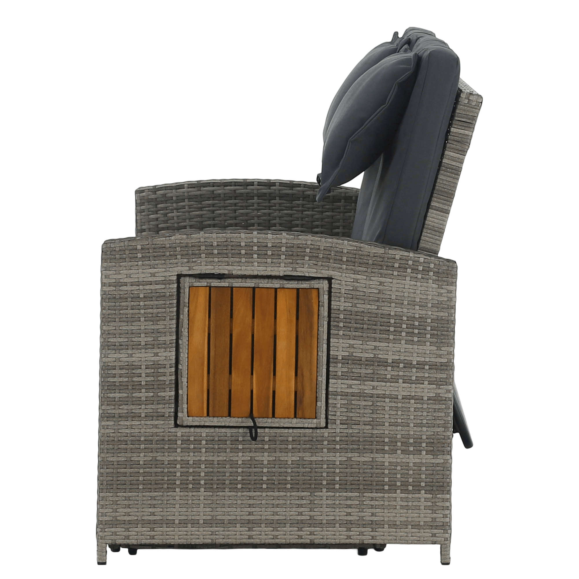 Kerti rattan heverő, szürke/természetes, MALORY