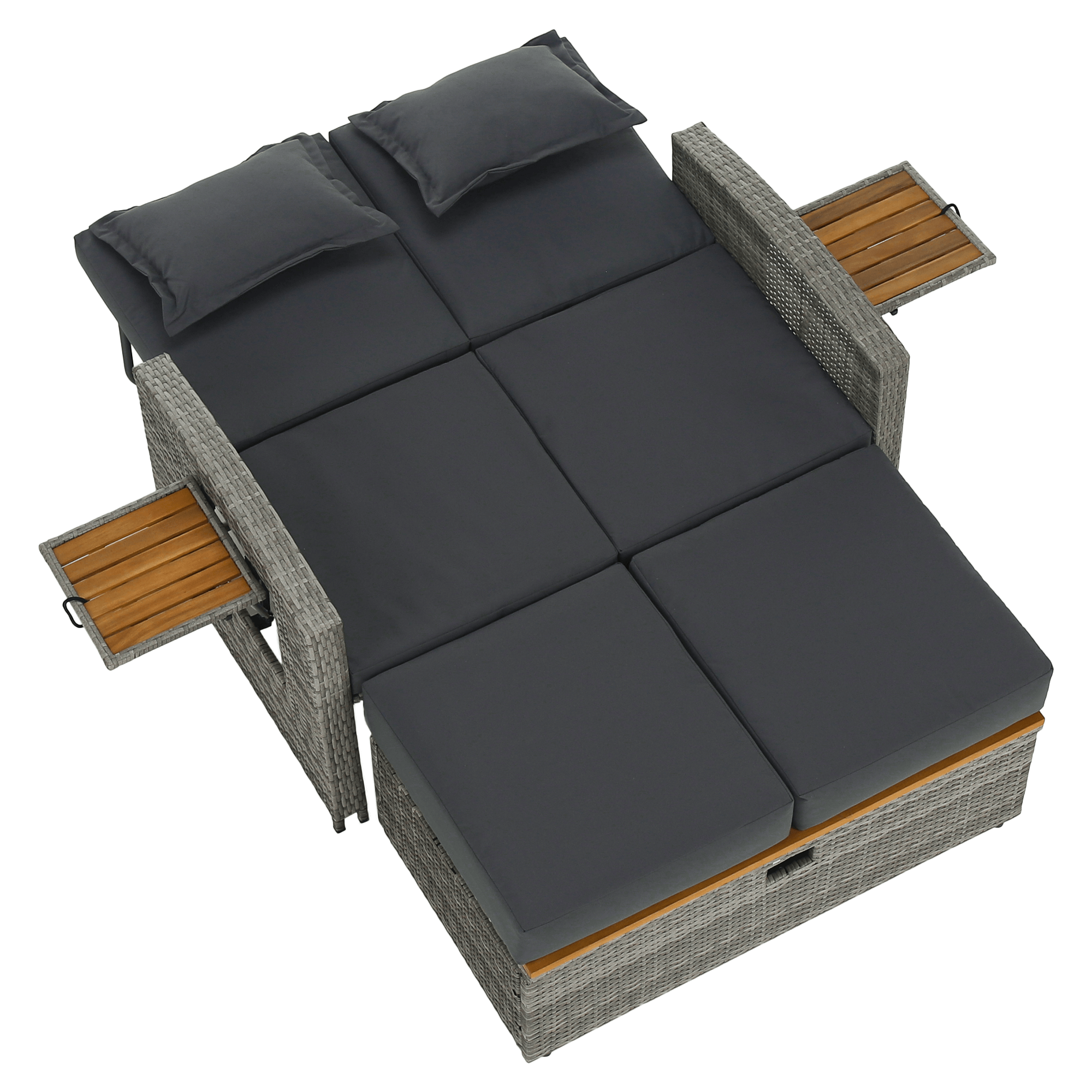 Kerti rattan heverő, szürke/természetes, MALORY