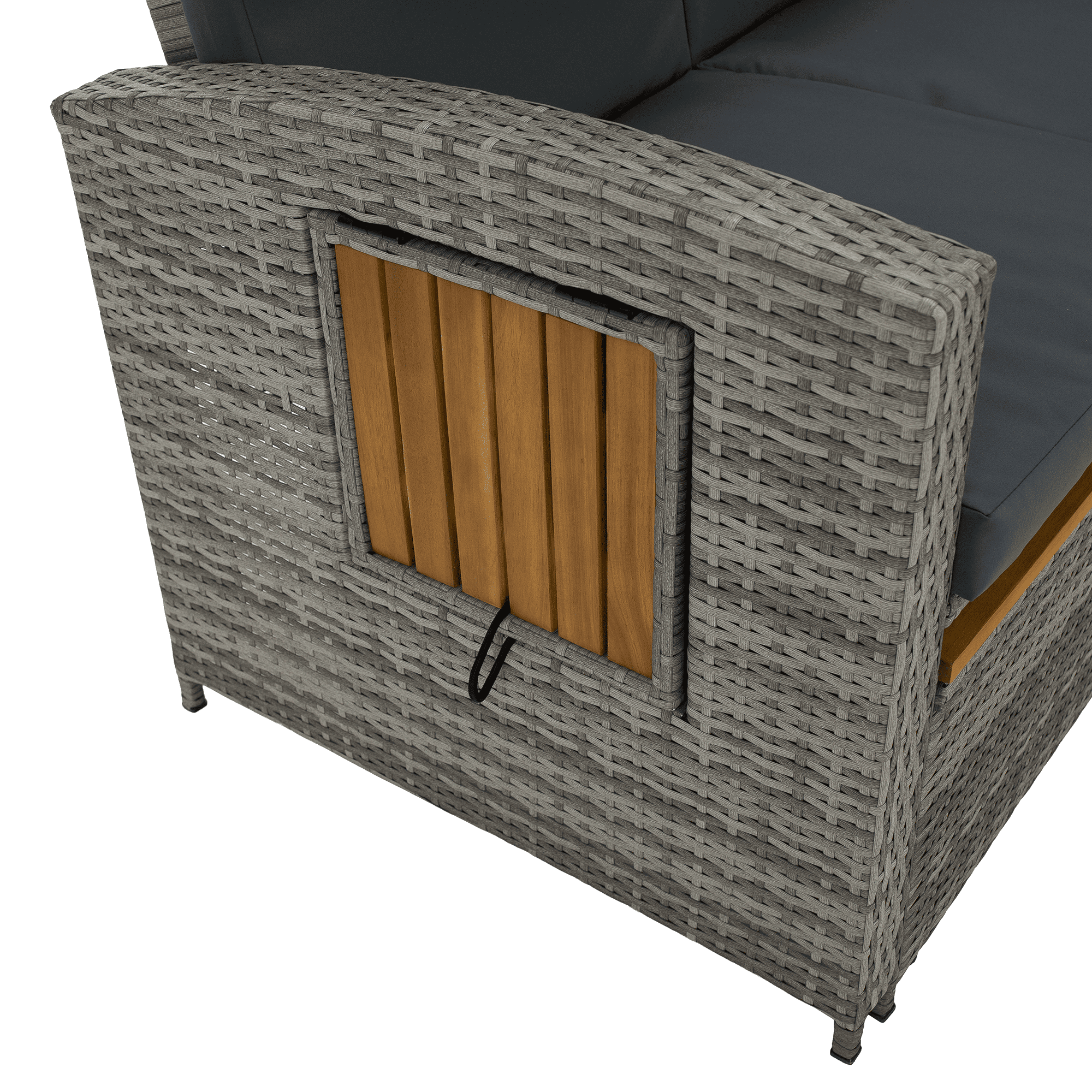 Kerti rattan heverő, szürke/természetes, MALORY