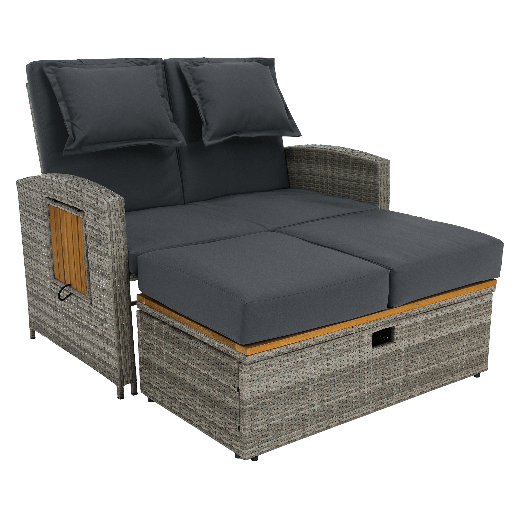 Kerti rattan heverő, szürke/természetes, MALORY