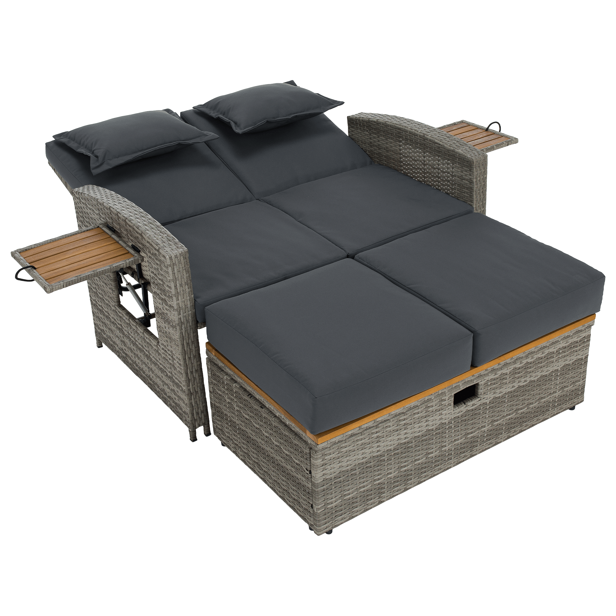 Kerti rattan heverő, szürke/természetes, MALORY