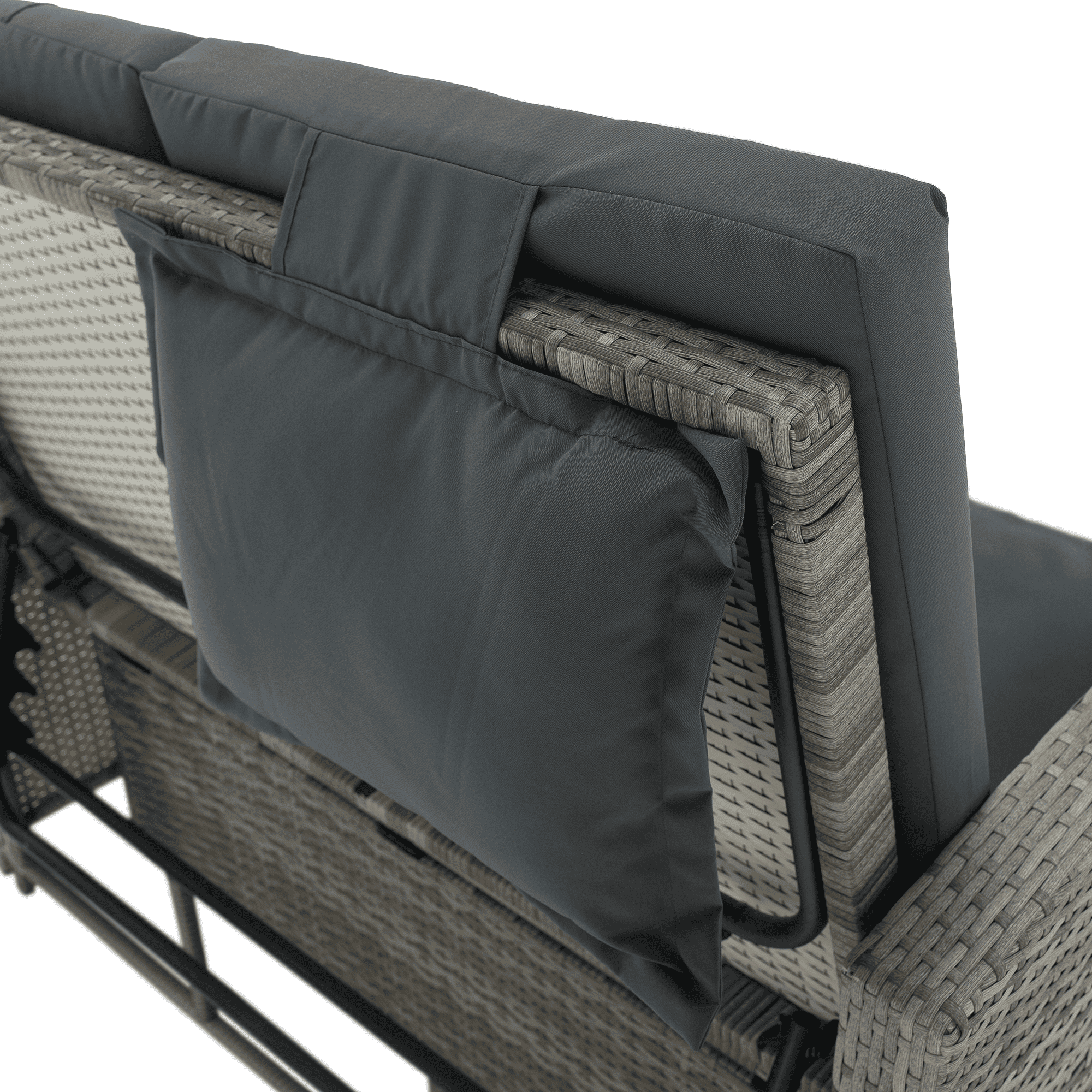 Kerti rattan heverő, szürke/természetes, MALORY