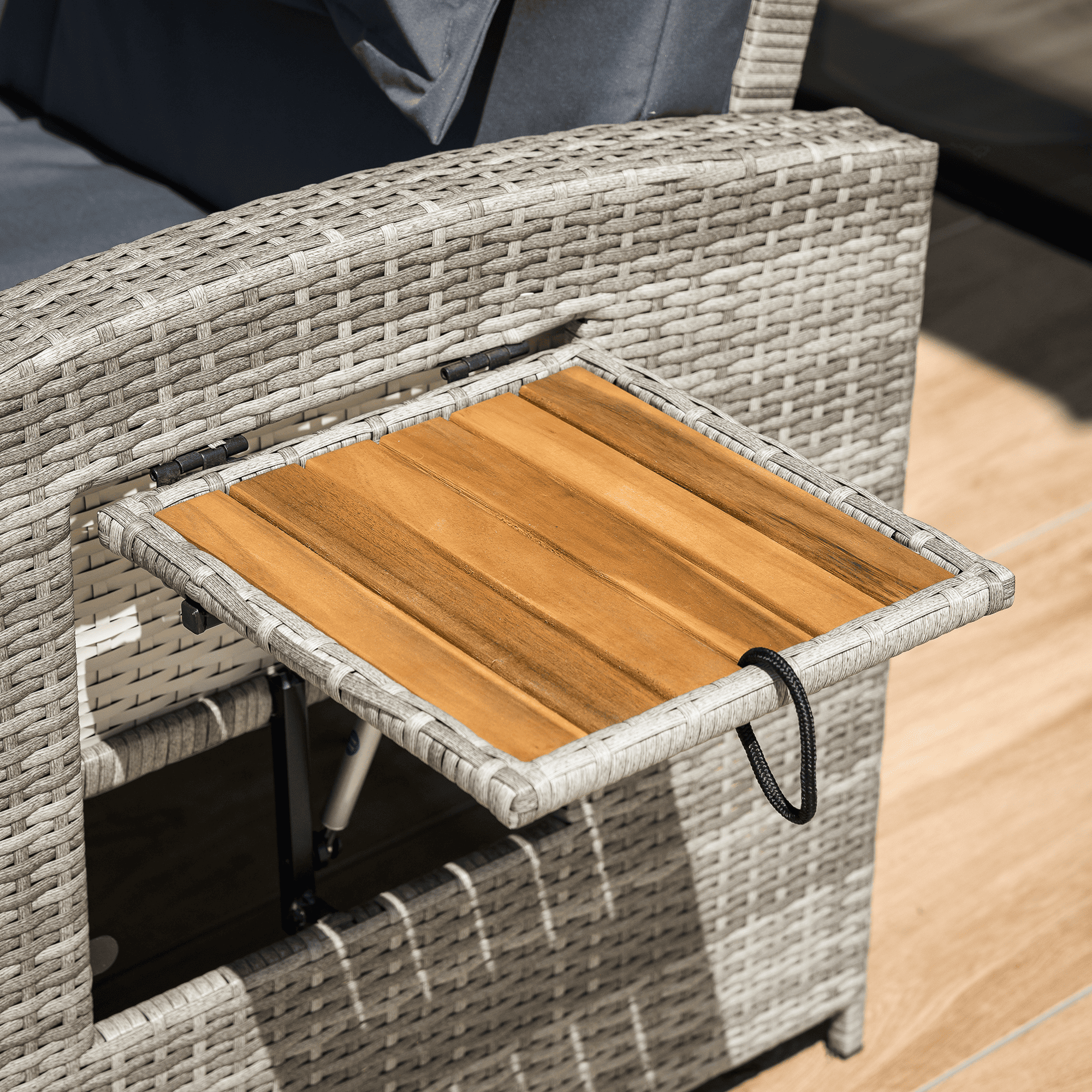 Kerti rattan heverő, szürke/természetes, MALORY