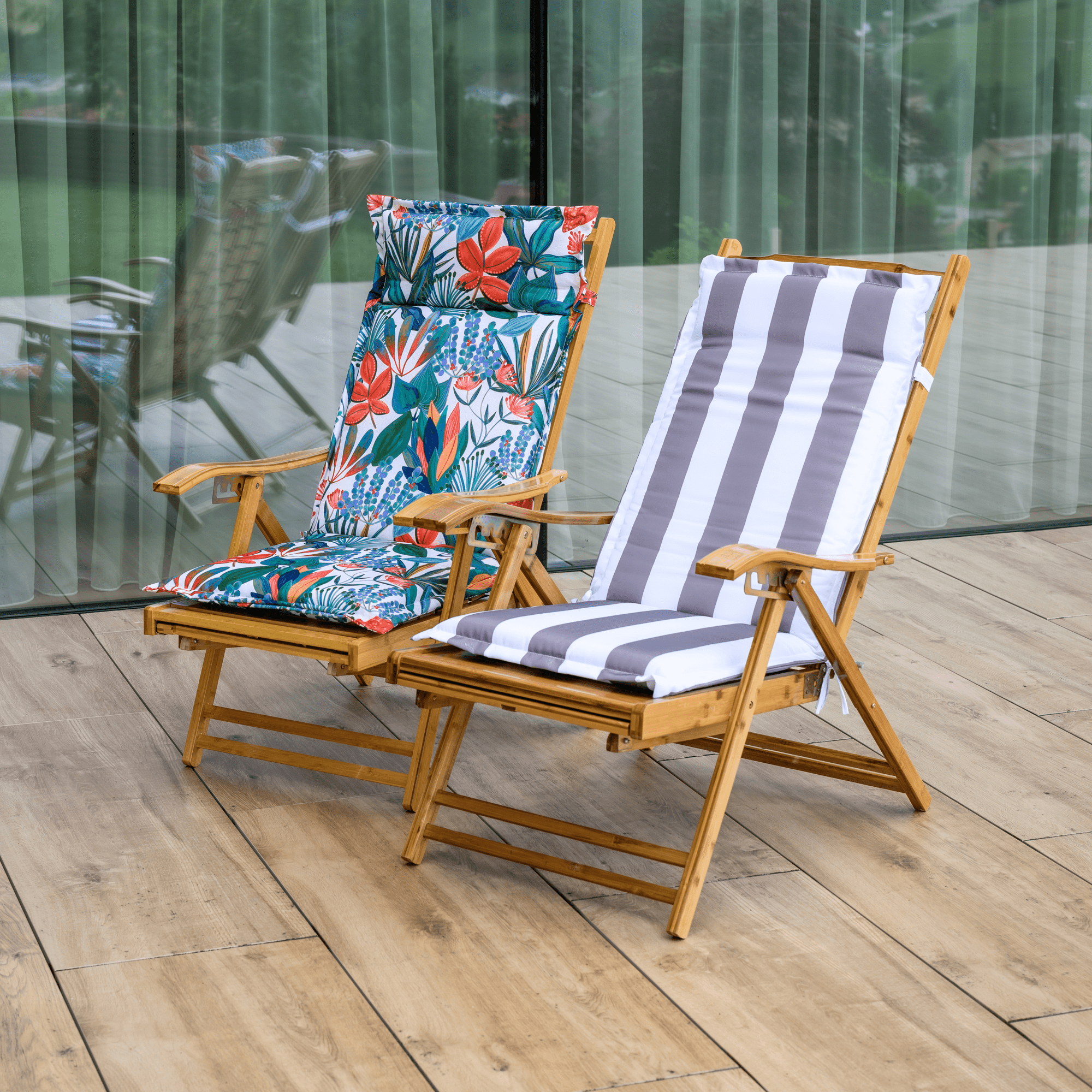 Kerti állítható szék, természetes, bambusz, VARDON