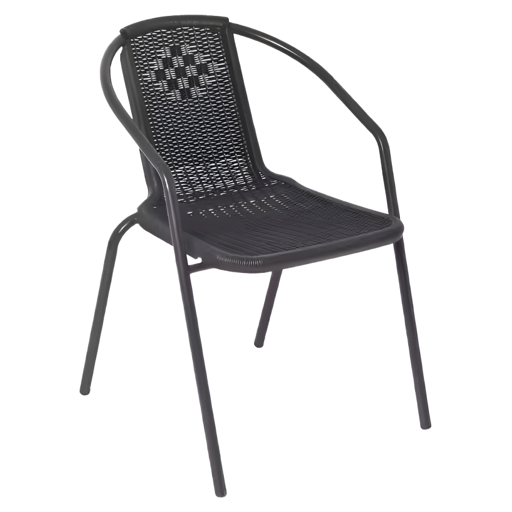 Kerti rakásolható szék, fekete, acél/műanyag, FRENY