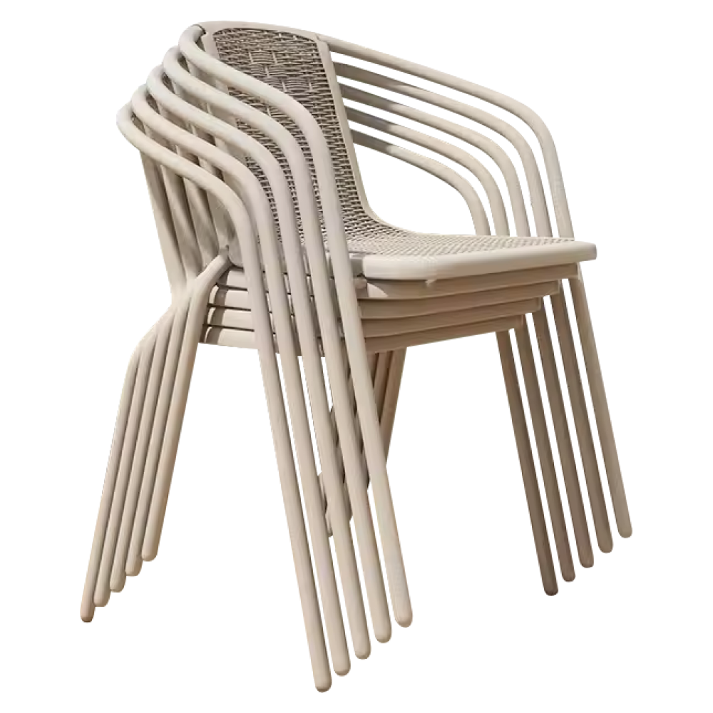 Kerti rakásolható szék, champagne, acél/műanyag, FRENY