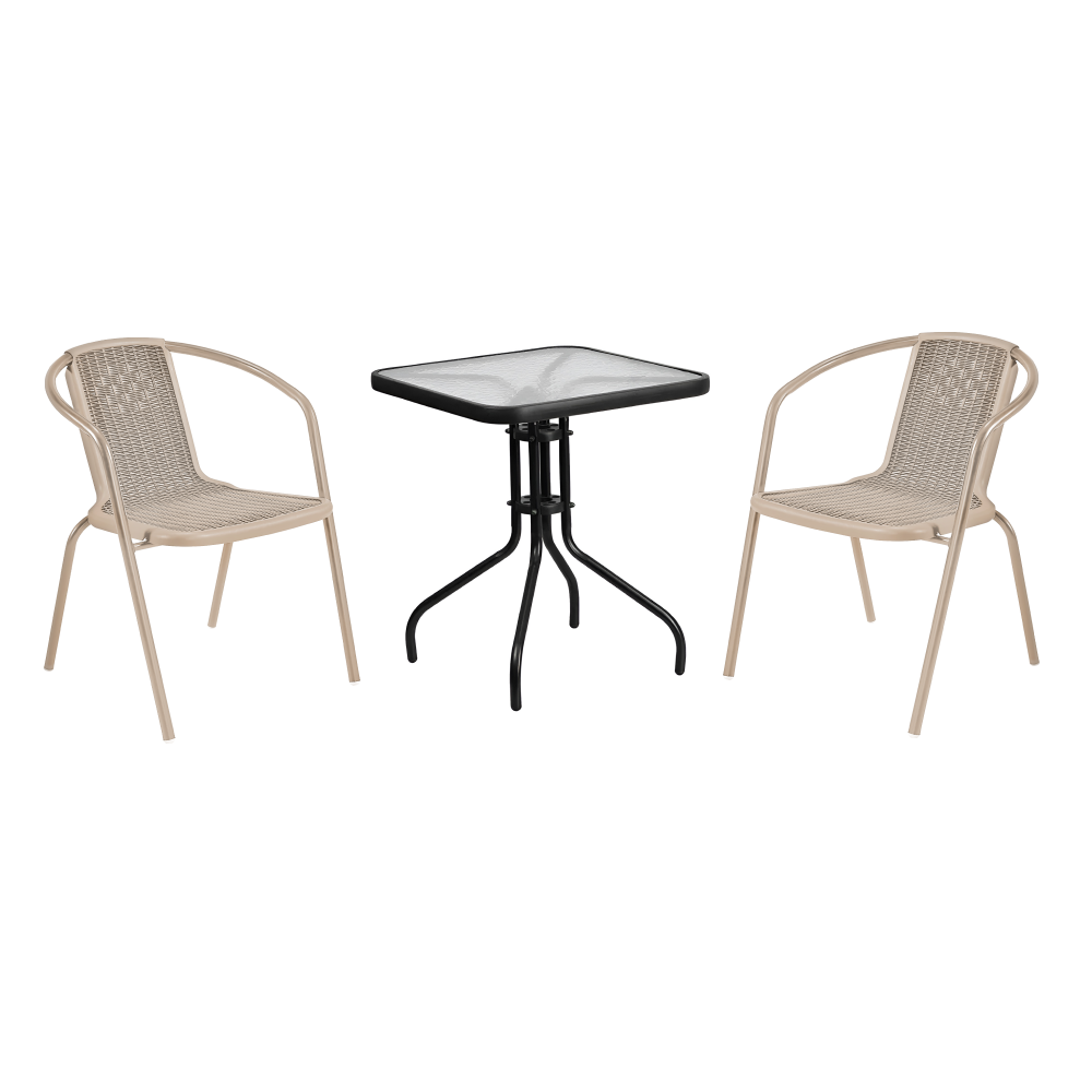 Kerti asztal, fekete acél/edzett üveg, FRENY