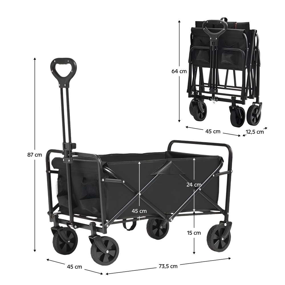 Kerti kocsi, összecsukható, fekete, KARIL Kerti kocsi, összecsukható, fekete, KARIL