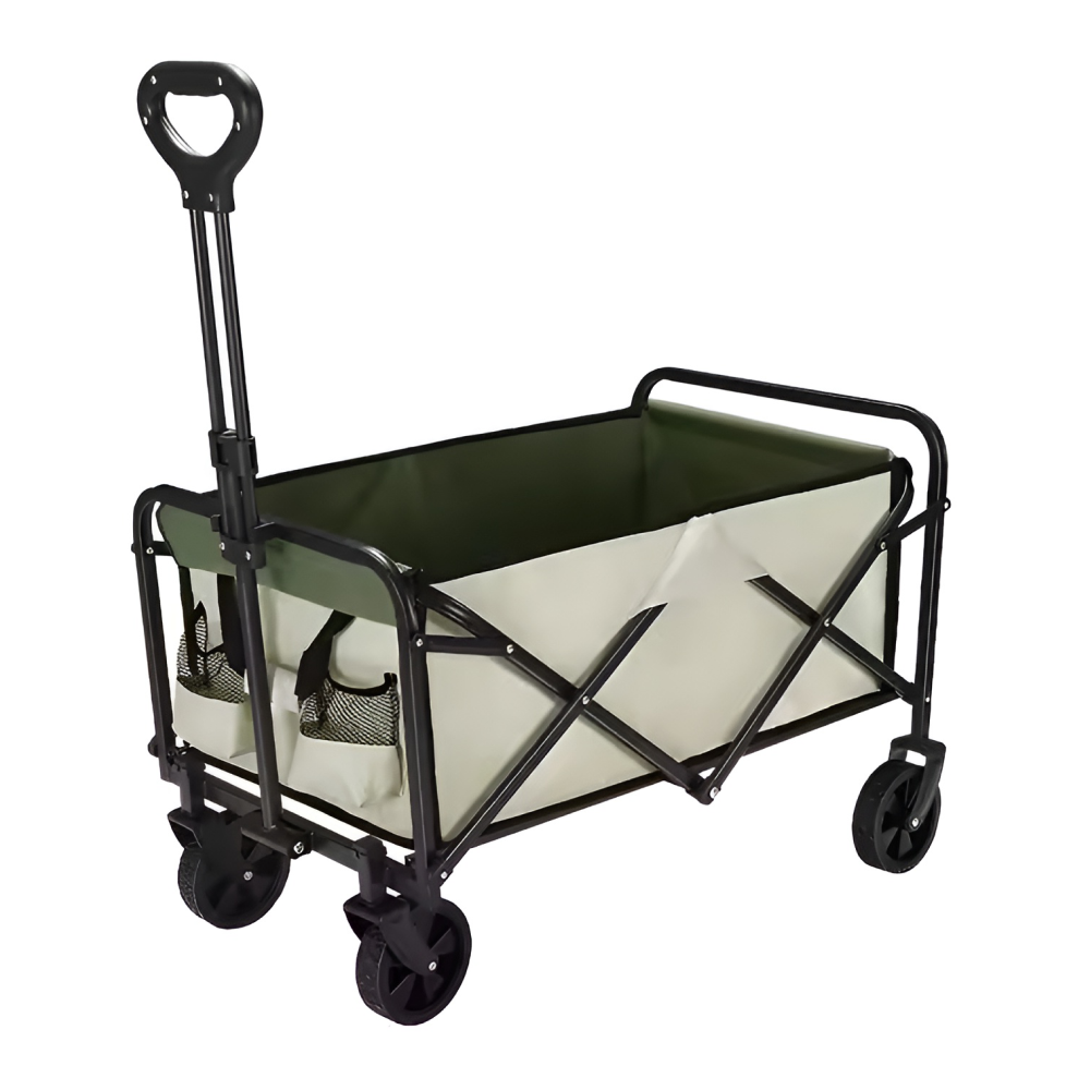 Kerti kocsi, összecsukható, bézs/zöld/fekete, KARIL Kerti kocsi, összecsukható, bézs/zöld/fekete, KARIL
