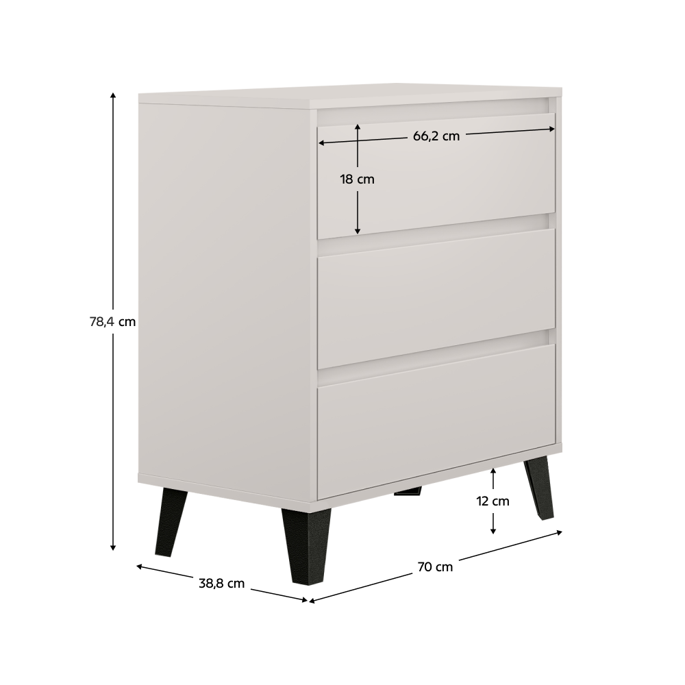 Komód, cashmere, BOGAN 3S70