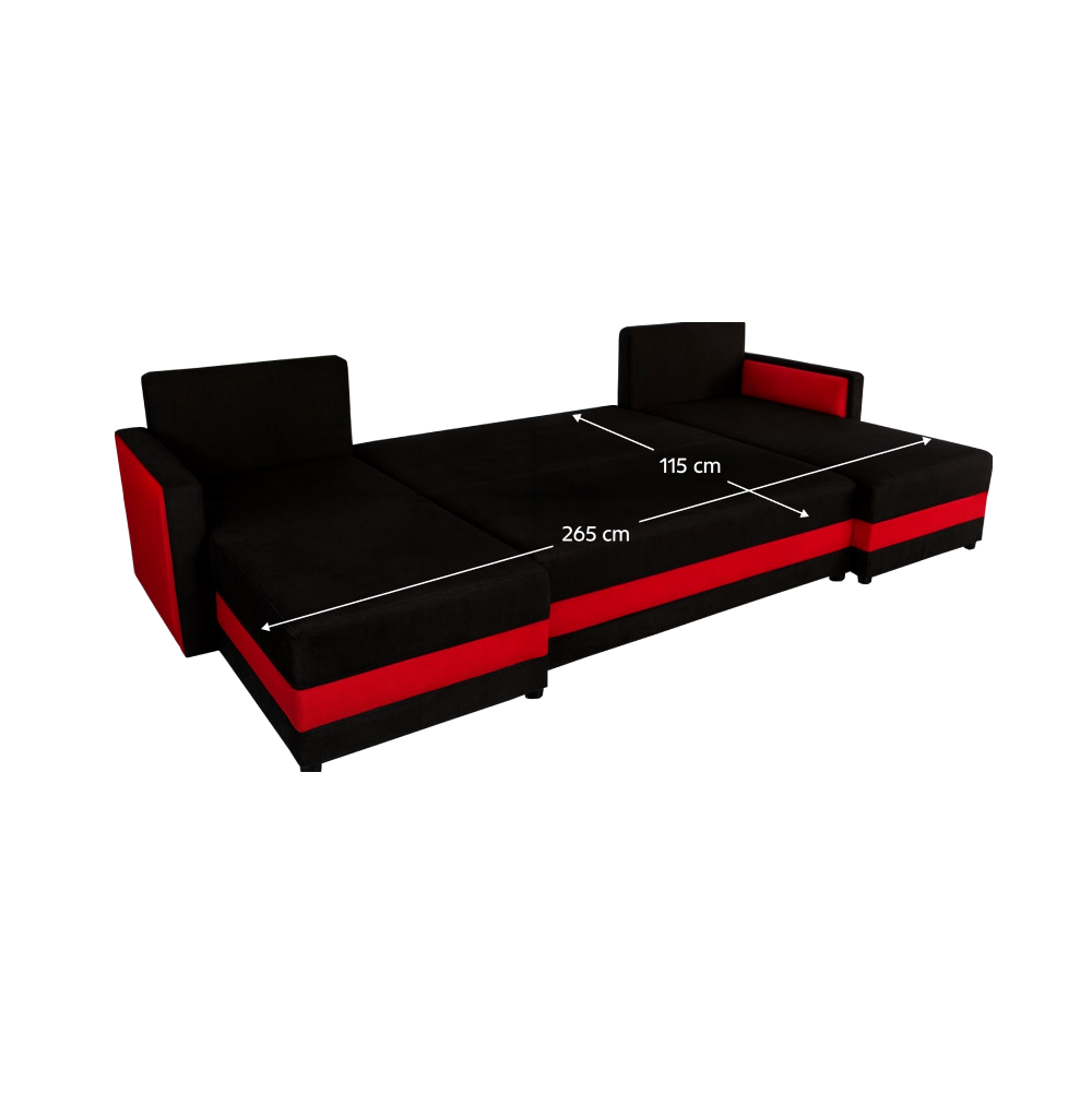 Univerzálna sedacia súprava, čierna/červená, PAULITA U