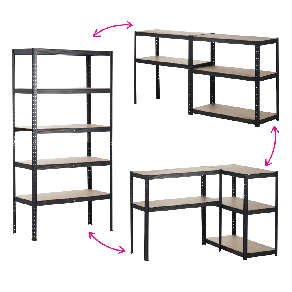 Regál, dub/čierna, RADMAN