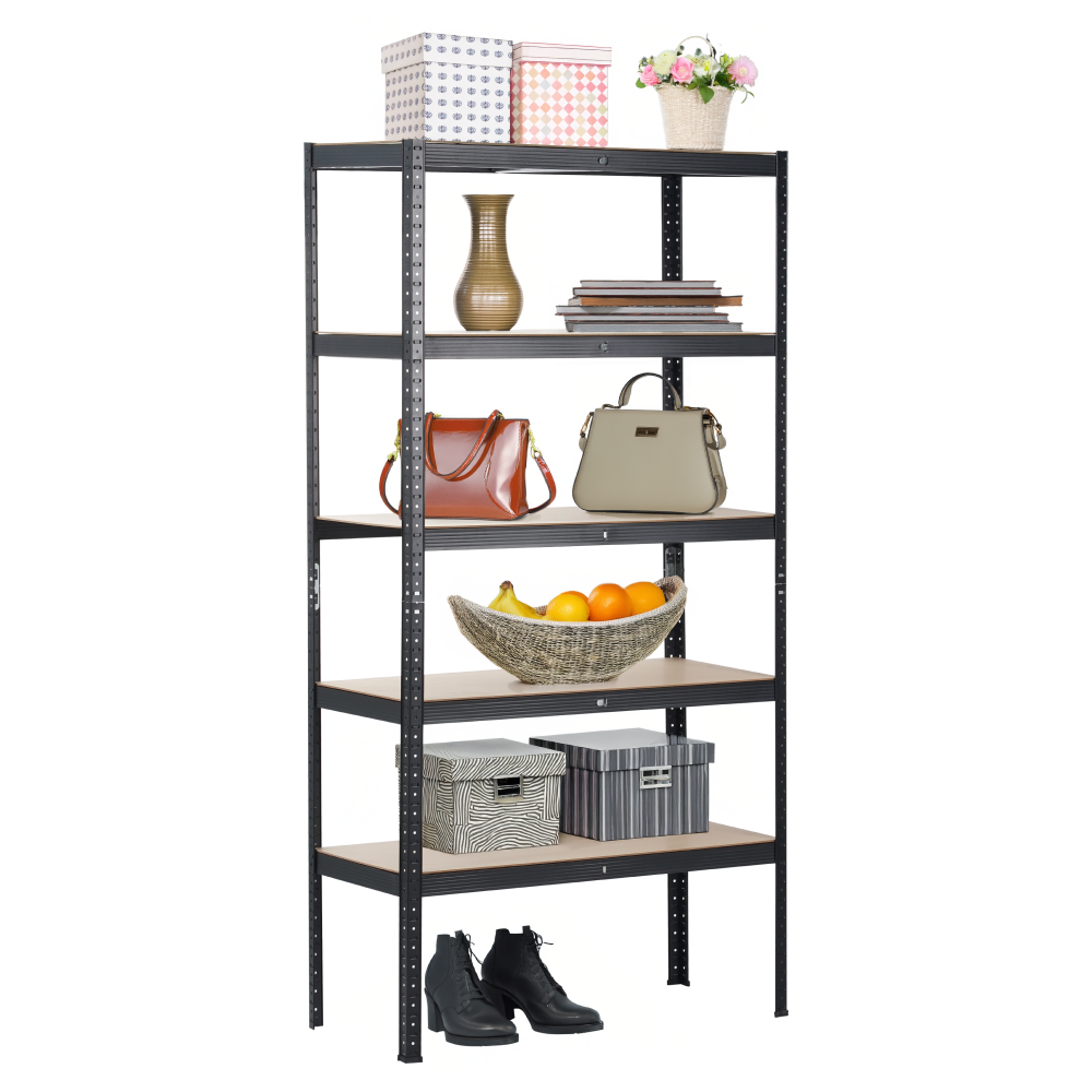 Regál, dub/čierna, RADMAN