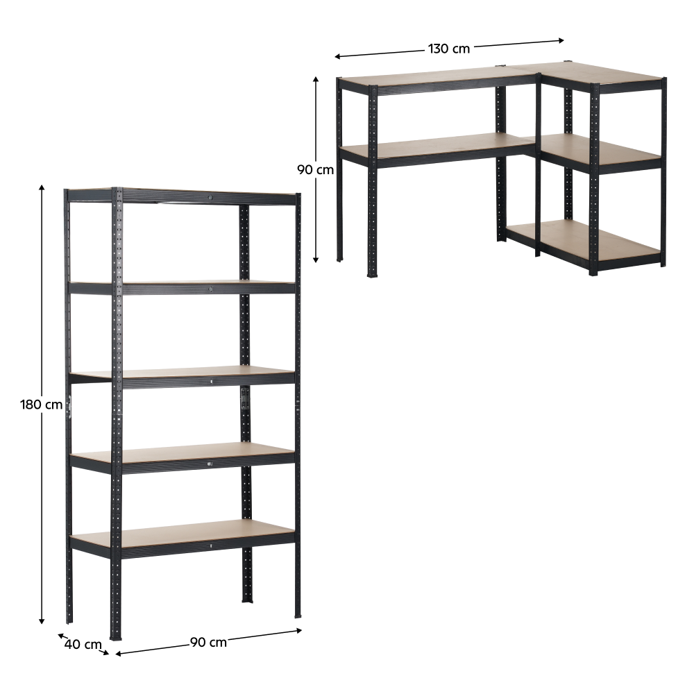 Regál, dub/čierna, RADMAN