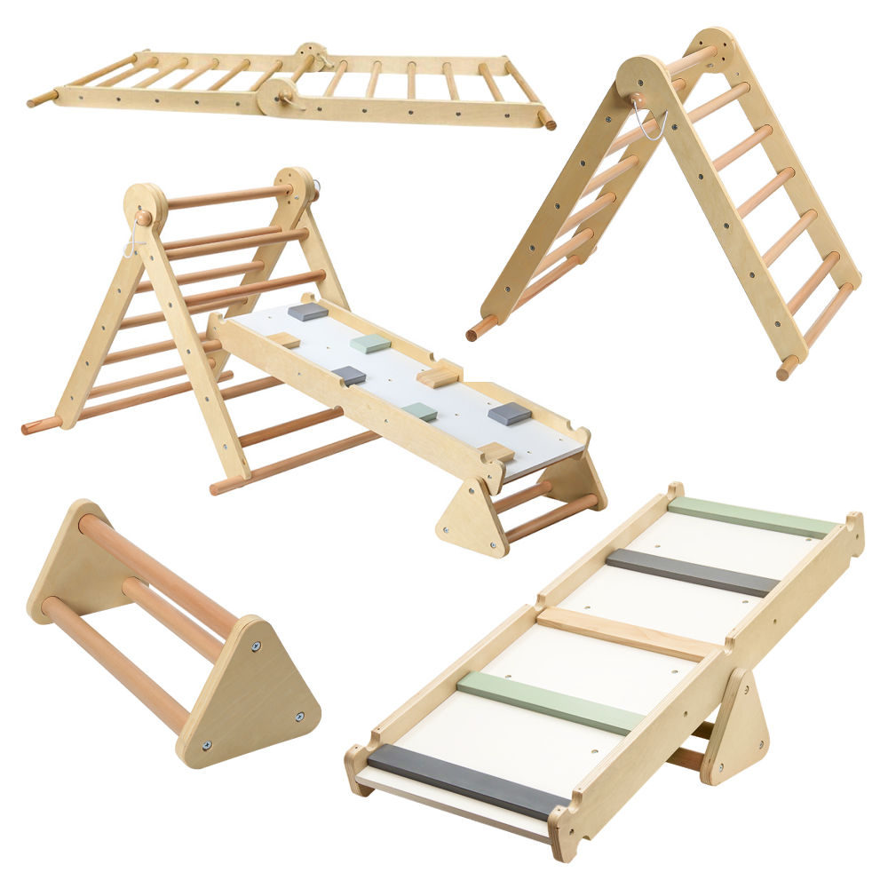 Montessori Piklerovej trojuholník 3v1, prírodná/mix farieb, OPRIN