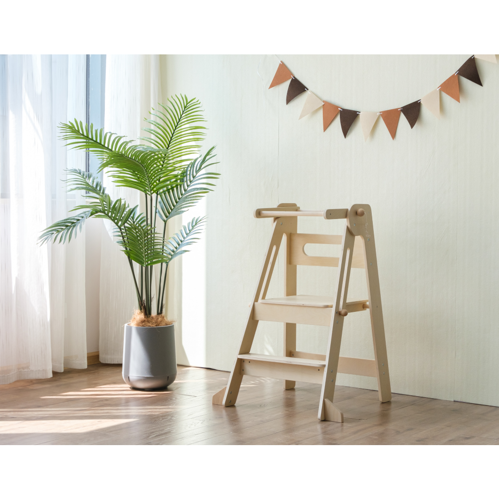 Montessori skladacia učiaca veža, prírodná, URIAN