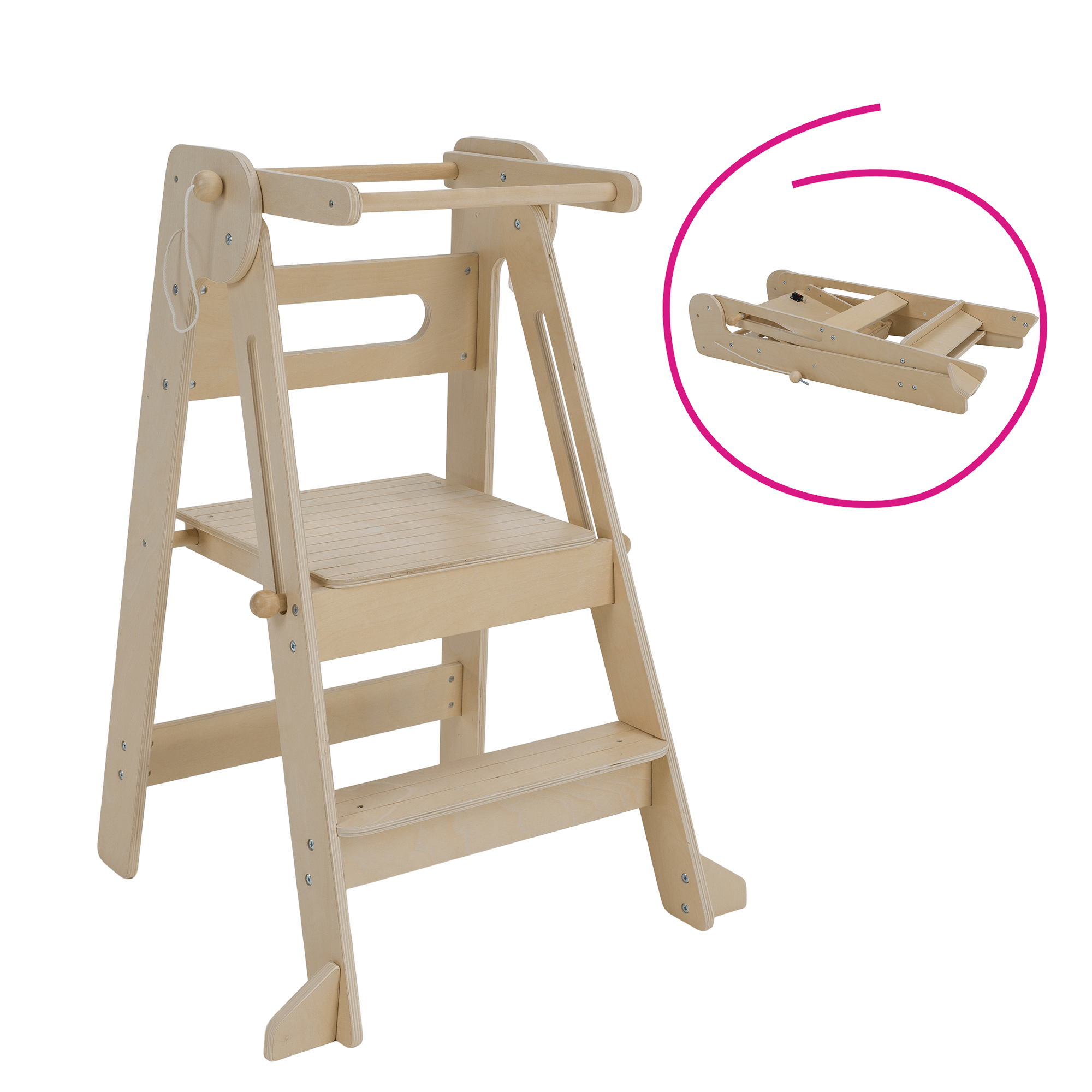 Montessori skládací učící věž, přírodní, URIAN