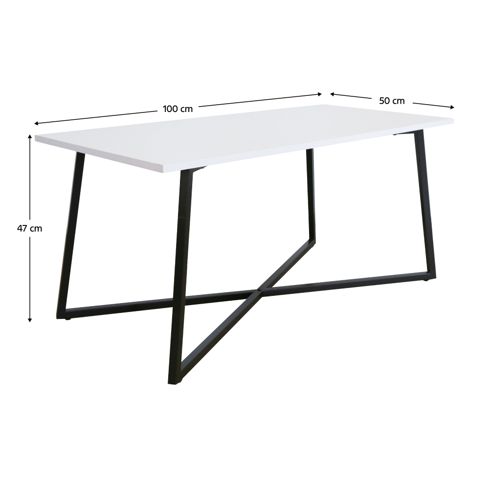 Dohányzóasztal, fehér/fekete, BERTEL