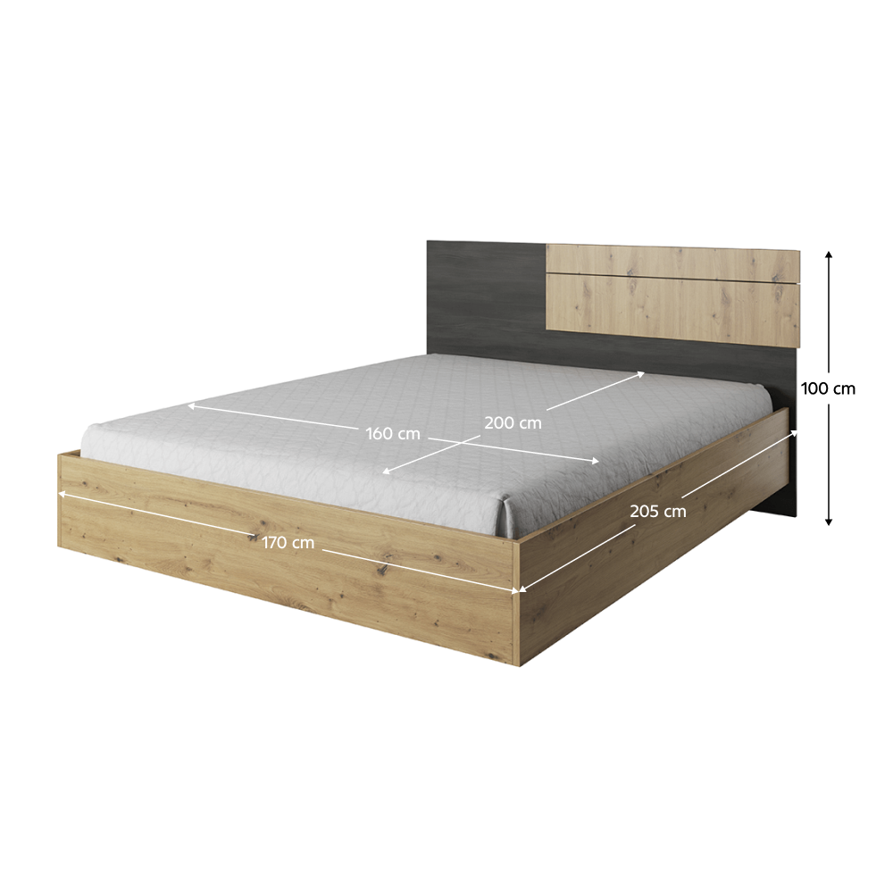 Hálószoba szett (szekrény+ágy+2x éjjeliszekrény), artisan tölgy/fekete norvég fenyő, BAFRA Hálószoba szett (szekrény+ágy+2x éjjeliszekrény), artisan tölgy/fekete norvég fenyő, BAFRA