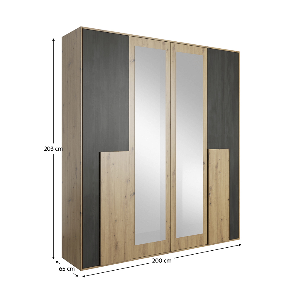 Hálószoba szett (szekrény+ágy+2x éjjeliszekrény), artisan tölgy/fekete norvég fenyő, BAFRA Hálószoba szett (szekrény+ágy+2x éjjeliszekrény), artisan tölgy/fekete norvég fenyő, BAFRA