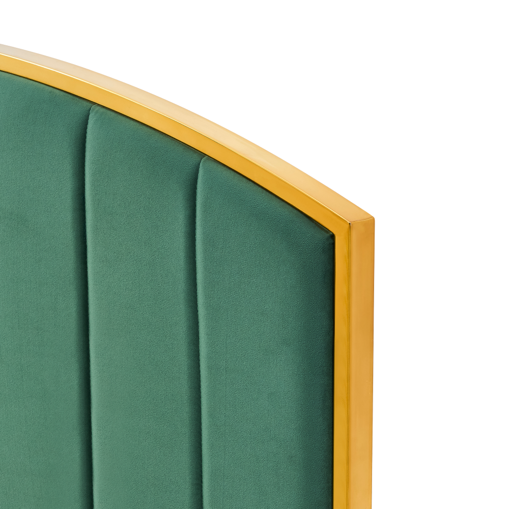 Posteľ s roštom, 160x200, zelená Velvet látka/gold chróm zlatá, GEORGIA