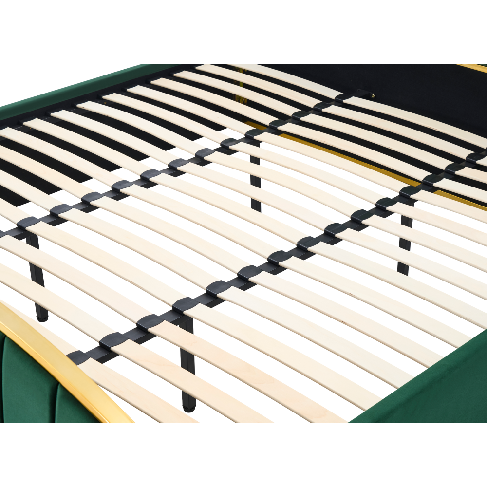 Posteľ s roštom, 180x200, zelená Velvet látka/gold chróm zlatá, GEORGIA