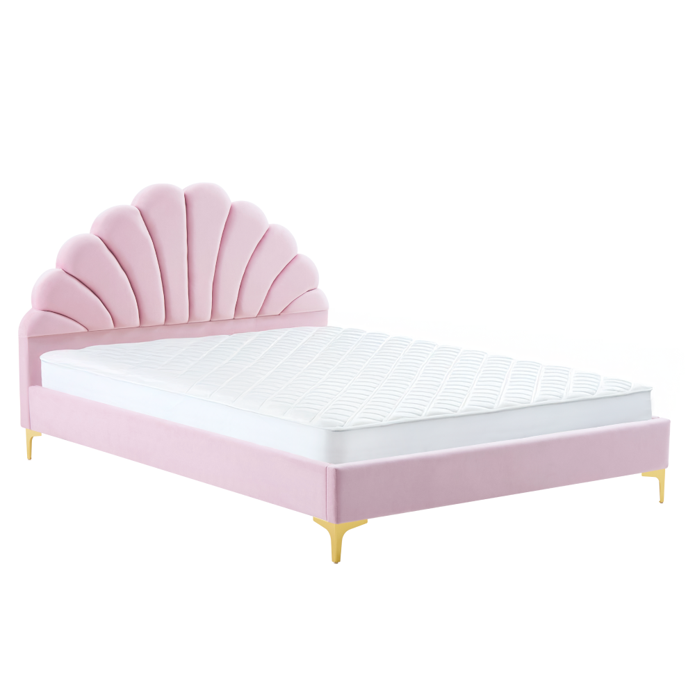 Posteľ s roštom, 140x200, ružová Velvet látka, ISADORA