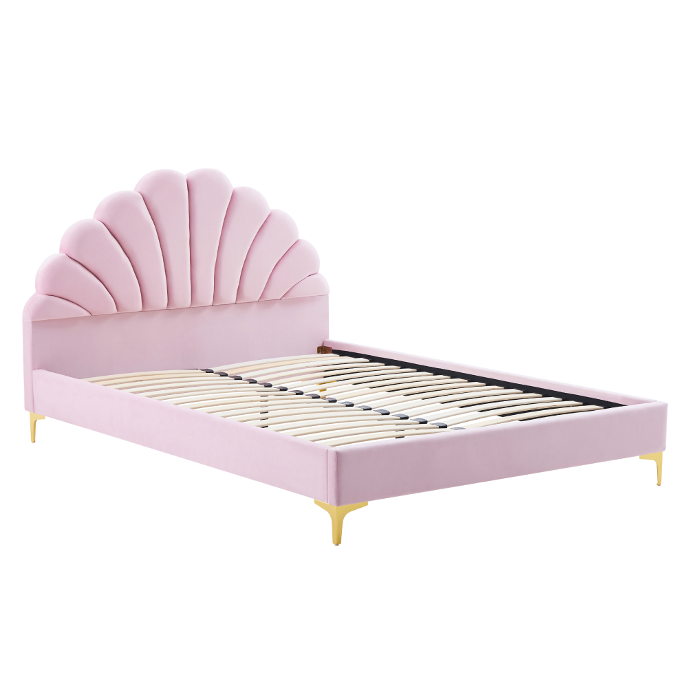 Posteľ s roštom, 140x200, ružová Velvet látka, ISADORA